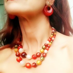 Vintage Designer Coro Lucite Moonglow Multicolored Necklace